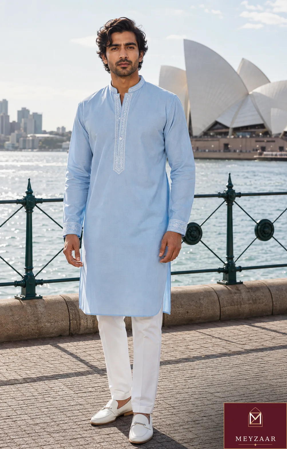 Harbour blue, a MEYZAAR summer kurta set look in Sydney