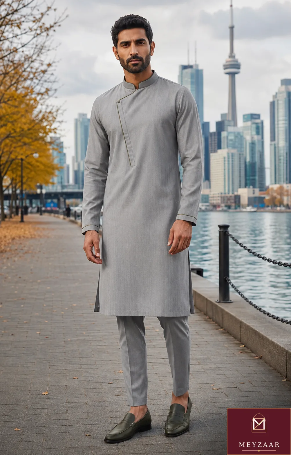 Yorkville stone, a MEYZAAR tailored kurta set look in Toronto