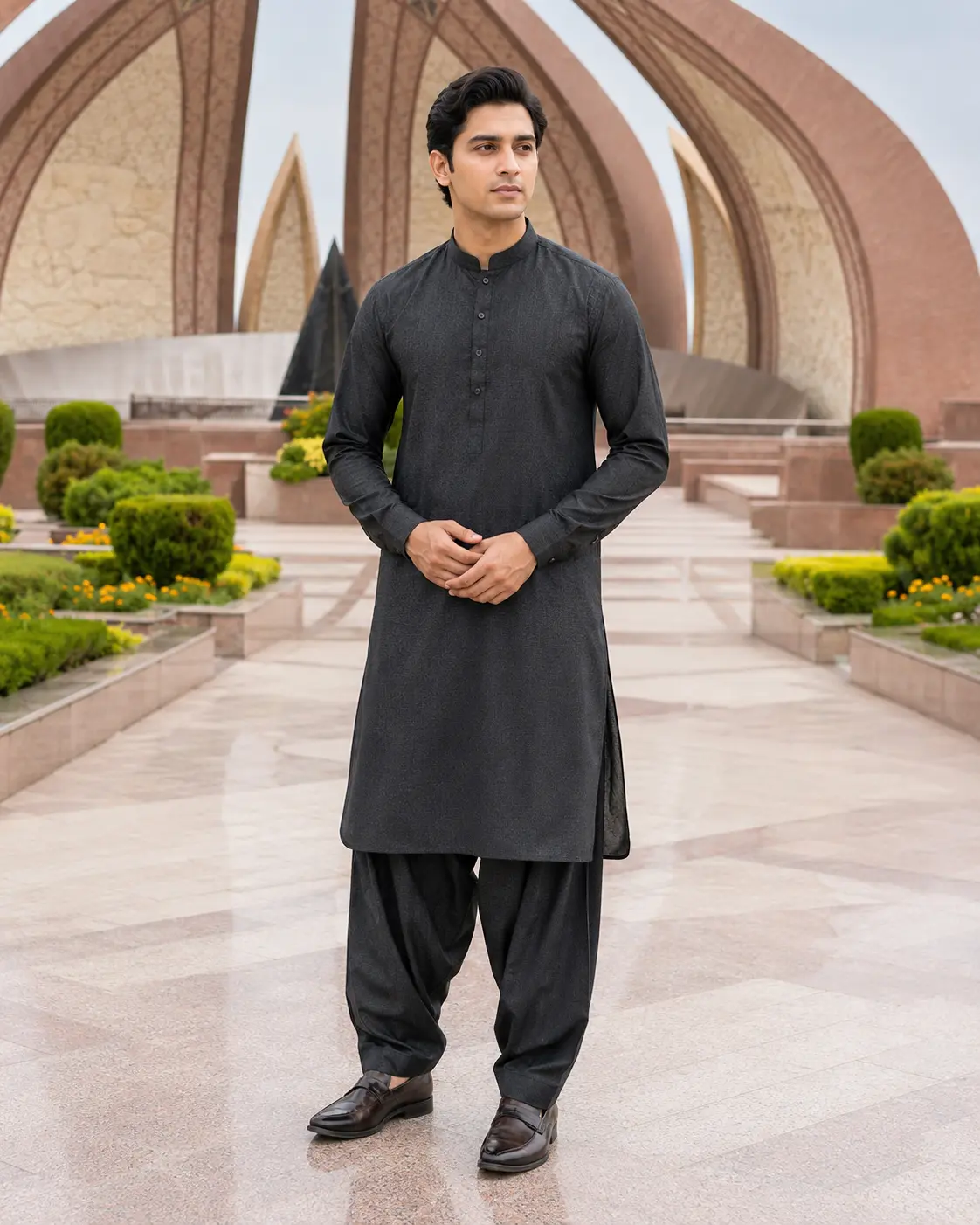 Rayyan charcoal shalwar set